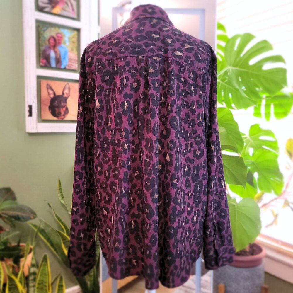 Talbots Purple Leopard Print Button‑Down Blouse |… - image 4